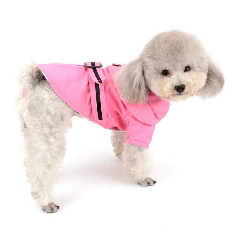 [Australia] - SMALLLEE_LUCKY_STORE Dog Fleece Lined Cotton Trench Coat Windproof XS Pink 
