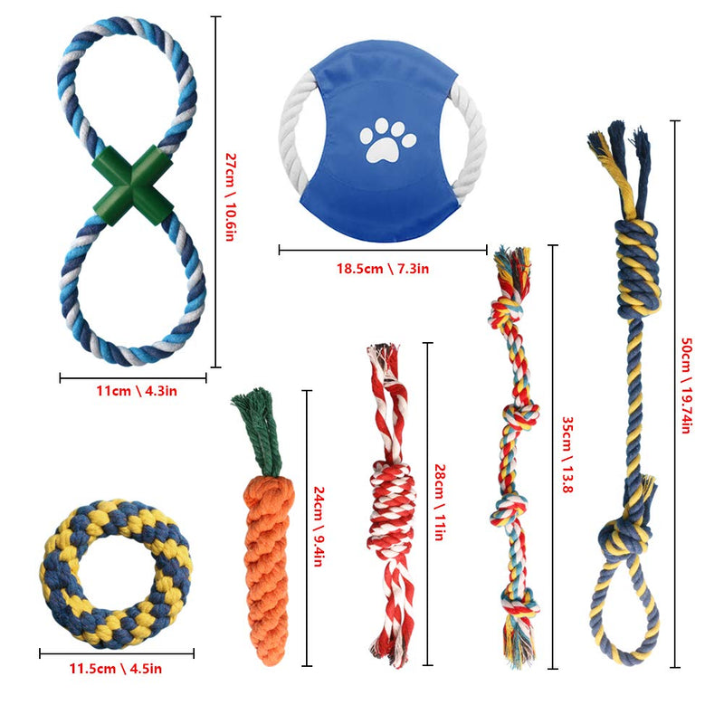 OKPOW 7 Pcs Dog Rope Toys,Puppy Dog Chew Toys Avoiding Dogs Boredom Anxiety, Natural Braided Cotton Dog Toys for Boredom-Teeth Cleaning 100% Natural Cotton Rope Puppy Toys for Small and Medium Dog - PawsPlanet Australia