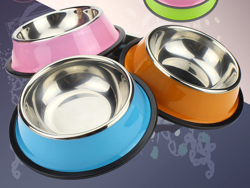 KuTi Kai Cat Bowls, Food Grade Feeding Bowl Cat Stainless Steel Non-slip Cats Bowl Pet Bowl Set 2Pcs/Set (Blue) Blue - PawsPlanet Australia