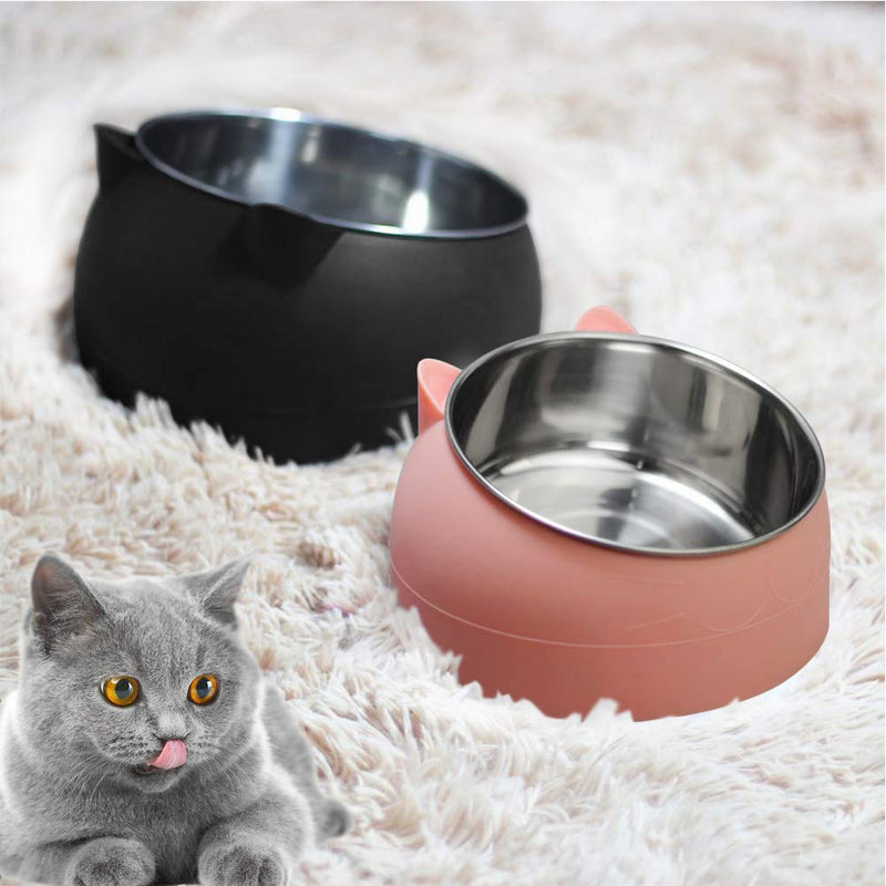 TaimeiMao Stainless Steel Bowl cat bowls,cat feeding bowl,Multi-purpose Pet Feeding Bowl,Cat Water Bowl,Pet Bowl,Tilted Pet Feeding Bowl (Schwarz) Schwarz - PawsPlanet Australia