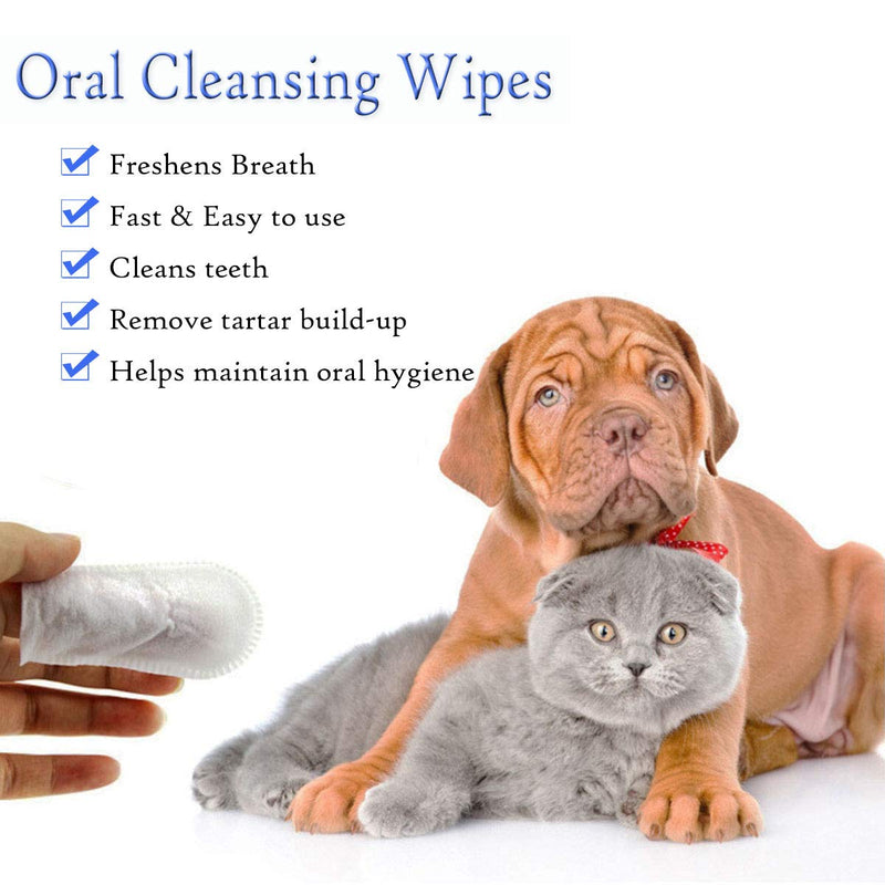 GARYOB Pet Dental Fingers Wipes, Oral Cleansing Teeth Wipes Pads for Dogs and Cats - Optimize Oral Health, Freshen Breath- 50 Wipes - PawsPlanet Australia