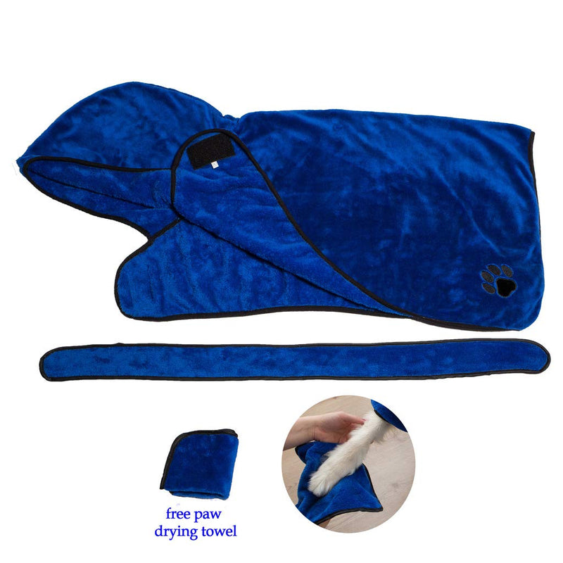 PETtyBourgeoisie Hooded Dog Bathrobe with Adjustable Strap + Free Paw Towel Set | 4x Absorbent 100% Microfibre Pet Drying Coat |X Large XL - PawsPlanet Australia