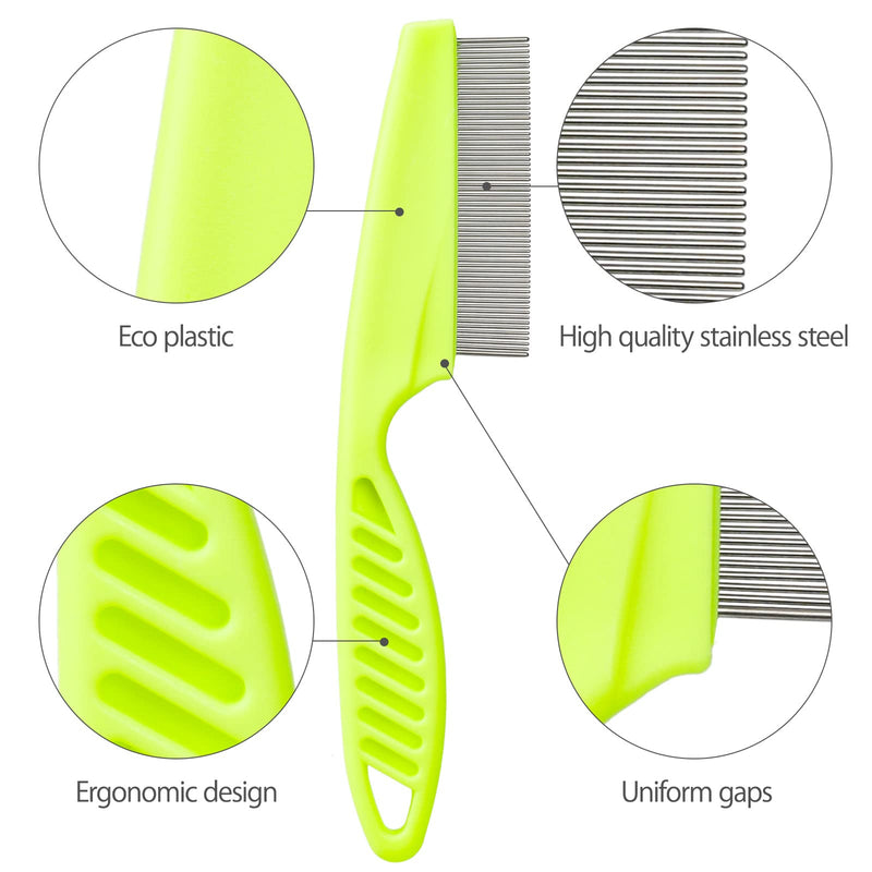 3 Pcs Flea Combs, Stain Remover Pet Combs for Cat Dog Fleas Lice Tear Fine Tooth Grooming Removal Tool, green - PawsPlanet Australia
