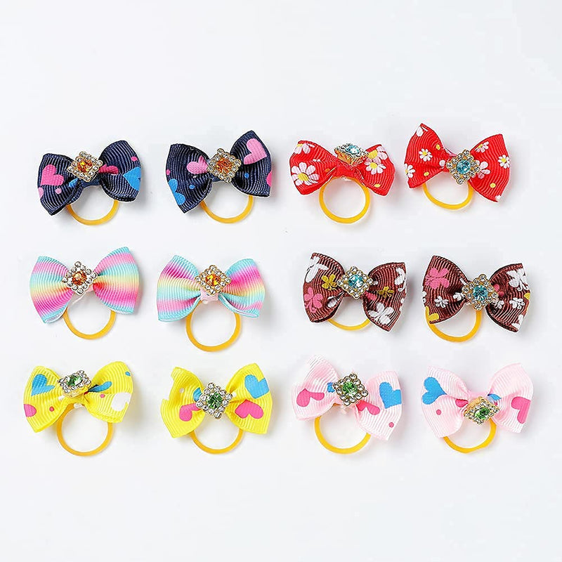 Uhayaya 30PCS Dog Hair Bows with Rubber Bands,Multicolored Dog Elastic Hair Bow Ties Pet Grooming Cute Cat Elastic Bow Tie Hair Bands for Pet Small Dog Puppy Cats Hair Bowknot Axxesssories - PawsPlanet Australia