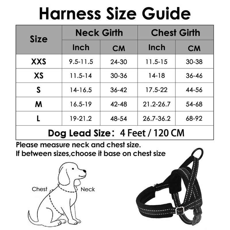 [Australia] - SlowTon No Pull Small Dog Harness and Leash, Heavy Duty Easy for Walk Vest Harness Soft Padded Reflective Adjustable Puppy Harness Anti-Twist Pet Lead Quick Fit for Small Dog Cat Animal XX-Small Black 