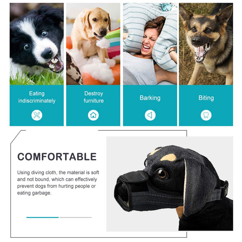 Elinala Muzzle Guard for Dogs, Dog Muzzle Mesh, Adjustable, Soft and Breathable Reflective Dog Muzzle Prevents Biting, Eating and Barking for Small and Medium Dogs (Black M) Black - PawsPlanet Australia