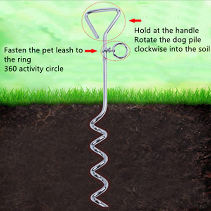 ShawFly Solid Dog Stake and Tie Out Cable (3m, 5m, 10m) Premium Steel Spiral Dog Tie, with 16 Inch spiral ground stake, for Outdoor Yard and Camping Puppy pet and Medium Dogs (3m) 3m - PawsPlanet Australia