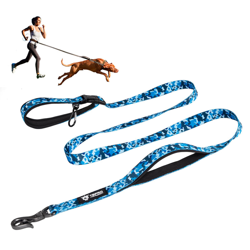 TSPRO Hands-Free Dog Leash Adjustable Walking Leash with Control Safety Handle and Robust Clasp for Small, Medium and Large Dogs Camo Blue Length: 180 cm - PawsPlanet Australia