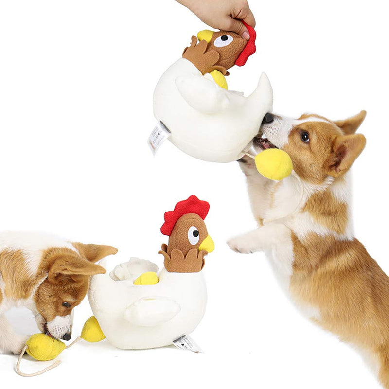 Chipet studio Dog Toys, Plush Dog Toys, Chicken Shaped Lay Egg Dog Snuffle Toy, Hide and Seek Sniffing Interactive Puzzle Toy with Squeaker, Increase IQ Cute Puppy Toy - PawsPlanet Australia