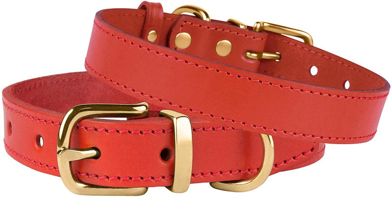 [Australia] - BronzeDog Genuine Leather Dog Collar Adjustable Durable Pet Collars for Dogs Small Medium Large Puppy Black Brown Red Pink Purple Green Neck Size 9 1/2" - 12 1/2" 