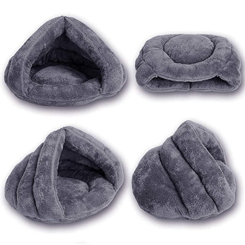 [Australia] - Beskie Pet Tent Cave Bed for Small Medium Puppies Kitty Dogs Cats Pets Sleeping Bag Thick Fleece Warm Soft Dog Bed Cuddler Burrow House Hole Igloo Nest Cozy Bed for Cat Puppy L(17.7*17.7 inch) Grey 