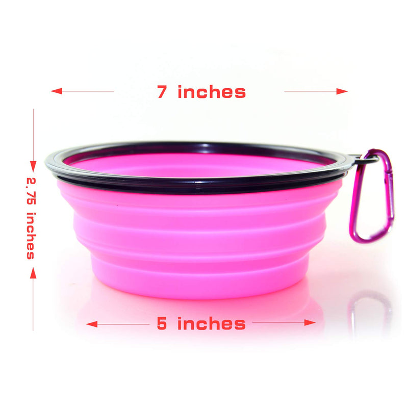 [Australia] - Axgo 1PC Foldable Silicone Dog Bowl Outfit Portable Travel Bowl for Dogs Feeder Utensils Outdoor Drinking Water Dog Bowl, Pink 