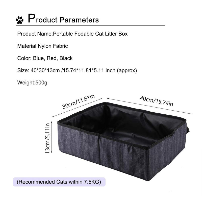 Foldable Cat Litter Box Portable Waterproof Pet Litter Boxes Cat Litter Tray Ketty Litter Pan for Home Outdoor Travel Camping Home Use (Black) Black - PawsPlanet Australia