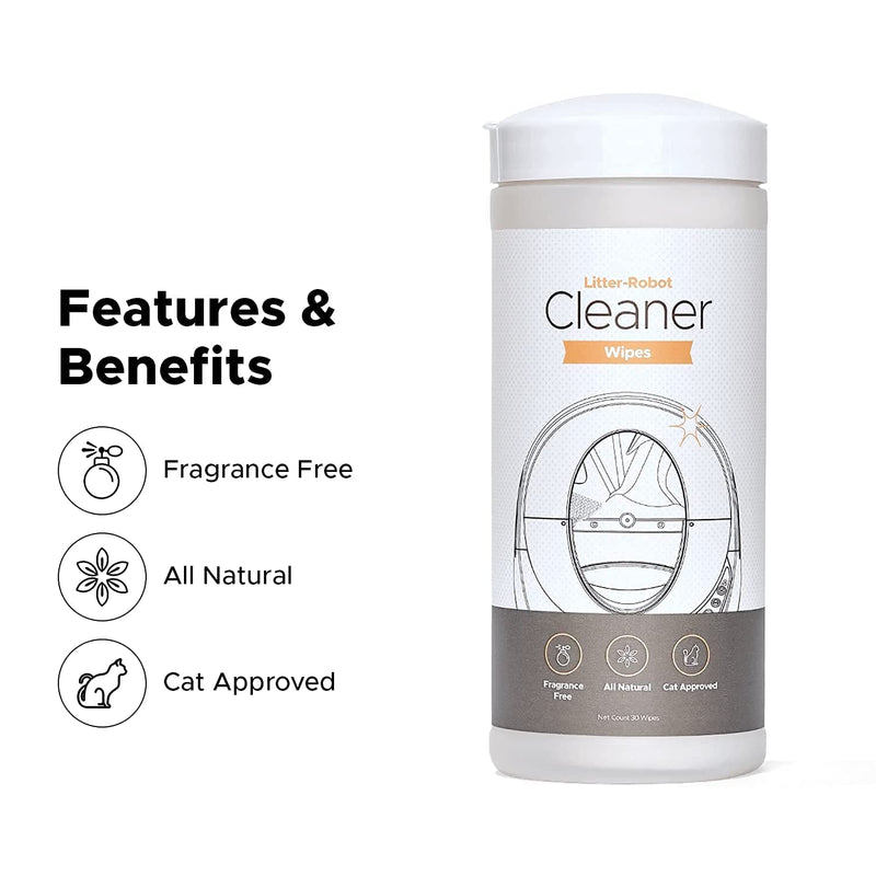 Whisker Litter-Robot Cleaner Wipes, 30 Wipes, Fragrance-Free – All-Natural Litter Box Cleaner Wipes, Eliminates Urine, Feces & Vomit, Use on Multiple Surfaces… - PawsPlanet Australia