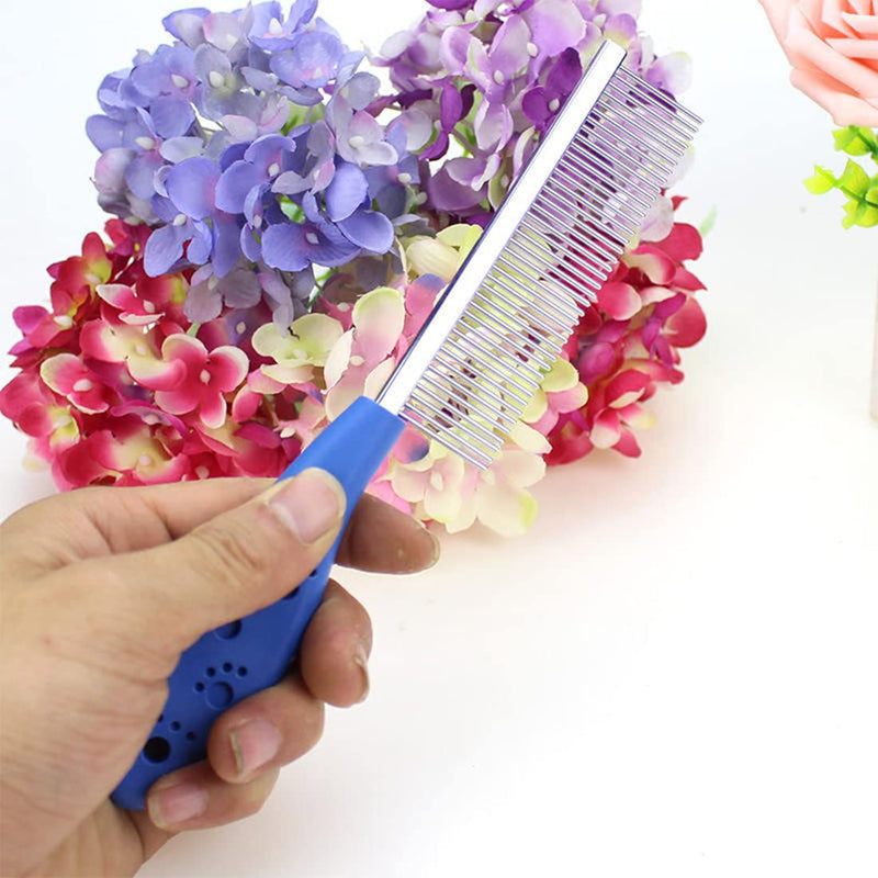 1 piece cat comb, dog comb, pet comb, dog or cat grooming comb made of stainless steel, pet brush for pet hair care for medium and long hair (blue) - PawsPlanet Australia