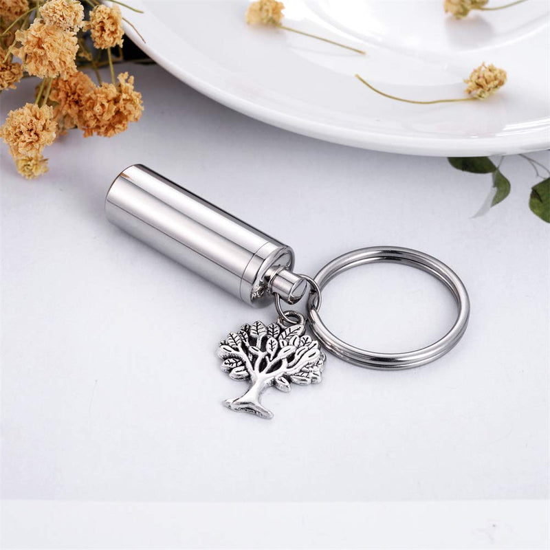 [Australia] - HooAMI Tree of Life Cylinder Cremation Urn Necklace/Keychain Keepsake Ashes Pendant Memorial Jewelry A Tree 