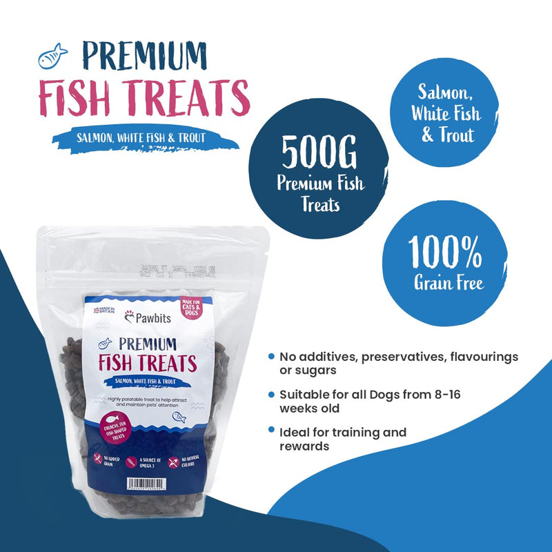 Pawbits Natural Treats for Dogs & Cats 500g – Dog, Cat and Puppy Grain Free Low Calorie Training Treats (Fish) Fish - PawsPlanet Australia