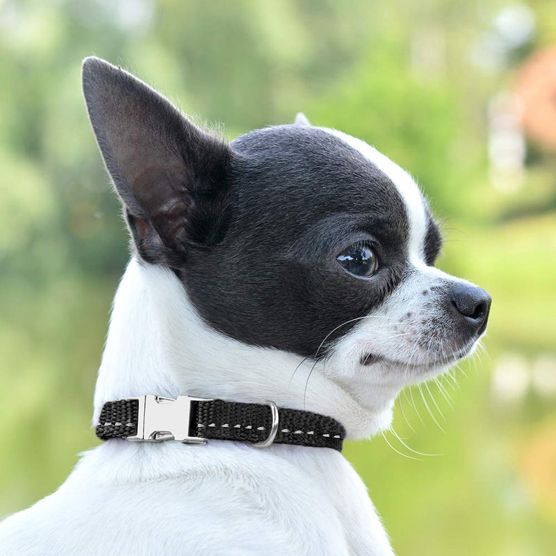 [Australia] - CollarDirect Reflective Dog Collar with Buckle Adjustable Safety Nylon Collars for Dogs Small Medium Large Pink Black Red Blue Purple Green Orange Neck Fit 7"-11" 