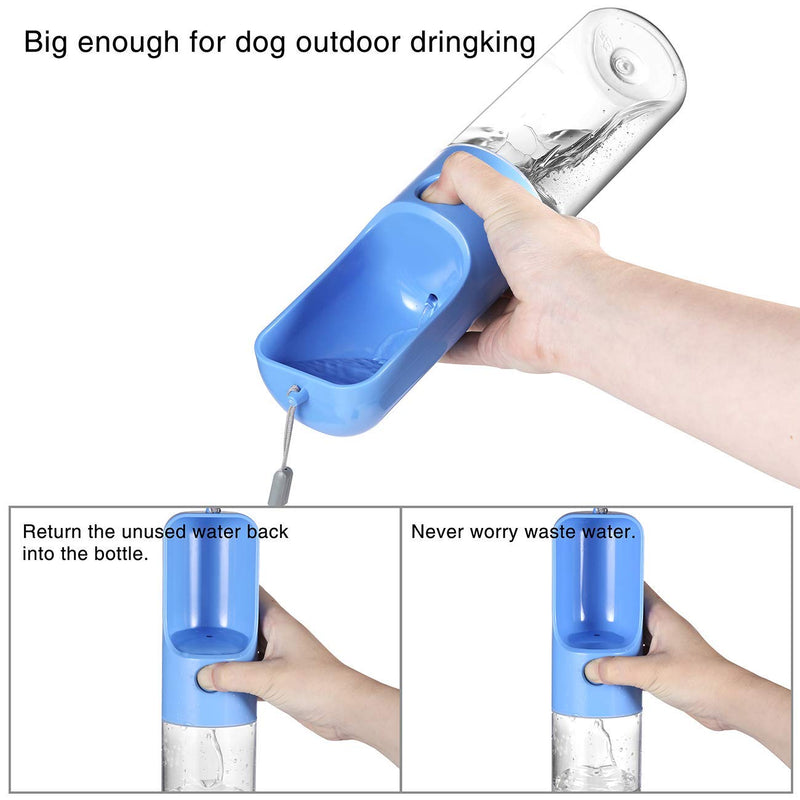 YUSKO Portable Dog Water Bottle 450ml,Pet Water bottle, Food Grade ABS Leak Proof Lightweight Water Dispenser Drinking Bowl Bottles for Pet Outdoor Travel, Walking Drinking Cup (16 Oz) Blue - PawsPlanet Australia