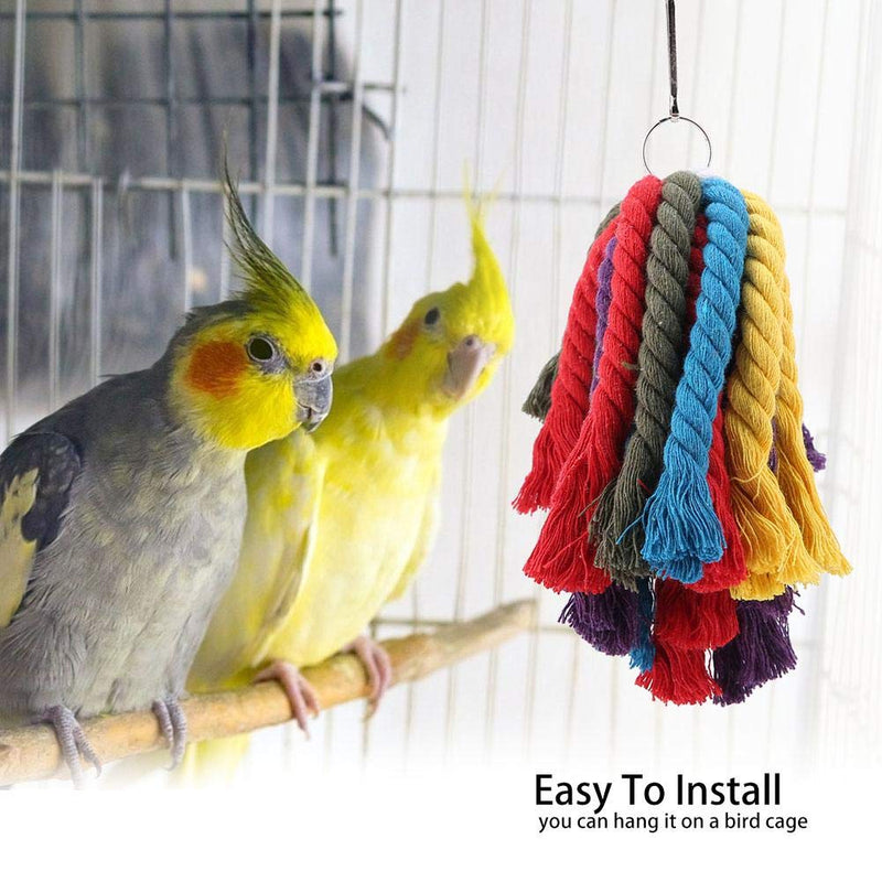 Birds Chewing Toy, Colorful Hanging Cotton Rope Pet Parrot Bite Shred Toy Foraging Swing Perches Budgie Cage Accessories for Parakeet Cockatiel Macaw - PawsPlanet Australia