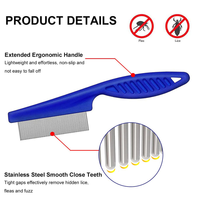 Flea Comb for Cats & Dogs, Lice Comb, Dust Comb for Cats Dogs, Pet Grooming Combs, Stainless Steel Pet Comb, for Combing, Detangling, Detangling and Removing Fleas and Lice, Pack of 4, Butyeak - PawsPlanet Australia