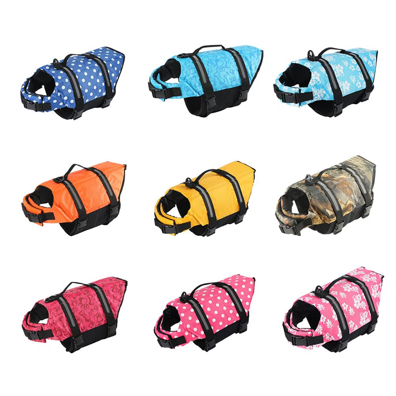 EMUST Dog Life Jackets, Reflective & Adjustable Preserver Vest with Enhanced Buoyancy & Rescue Handle for Swimming (XXS, BlueDot) XX-Small - PawsPlanet Australia