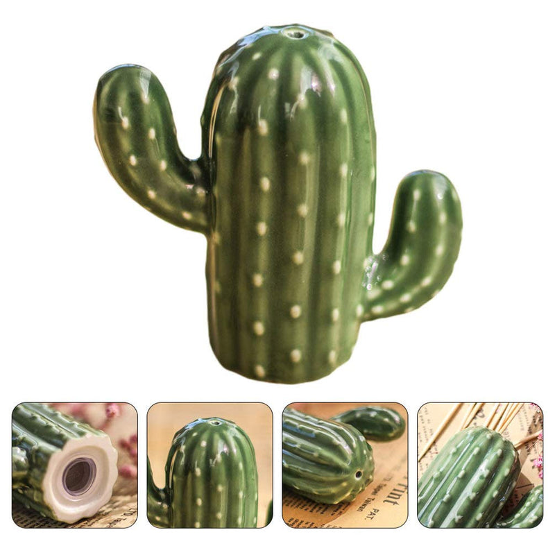 Cabilock Decorative Toothpick Holder Cactus Shaped Toothpick Dispenser Ceramic Cotton Swab Container for Holiday Xmas Party Table Decoration 8X8CM - PawsPlanet Australia
