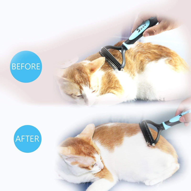 Dog Brush and Cat Brush Special for deshedding Pet with Thick, Medium, Long, Curly, and Wiry Hair -2 Sided Pet Grooming Tool, Mats & Tangles Dematting -No More Nasty Shedding and Flying Hair - PawsPlanet Australia