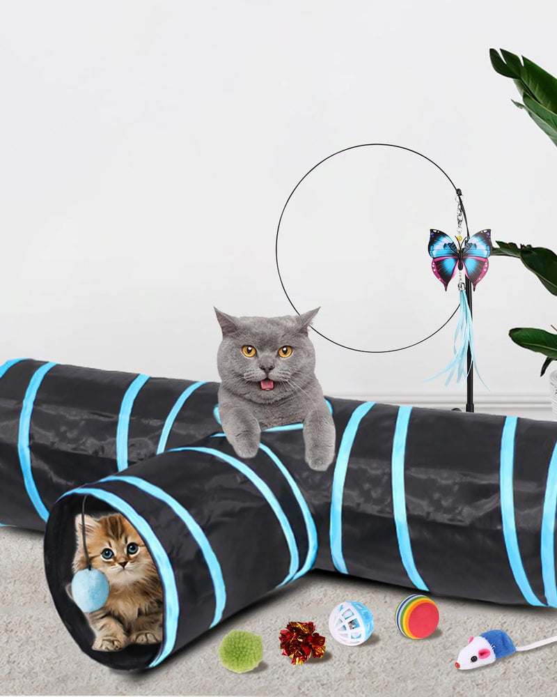 40 pieces cat toy set, cat tunnel, cat toy set, interactive cat toy, with feather toy, path cat tunnel, toy mice, cat balls, toy variety pack for kitty cats - PawsPlanet Australia