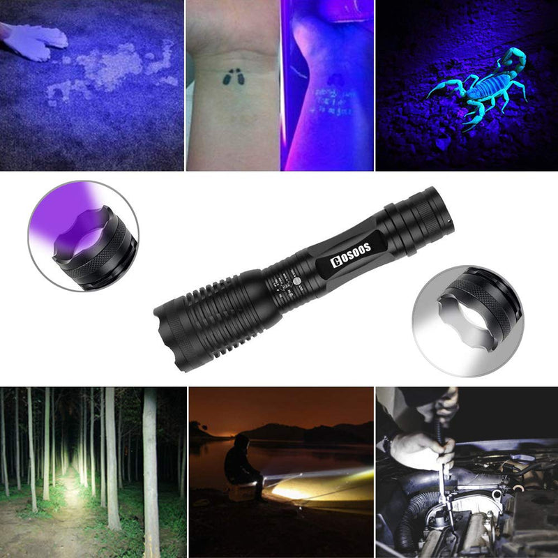 [Australia] - UV Flashlight Black Light, COSOOS 2 in 1 White Light & 395nm BlackLight, Pet Urine Detector for Dog/Cat Urine, Dry Stains, Scorpion.(Holster Included) 1 Pack 