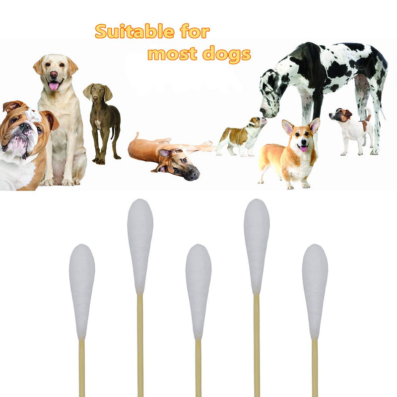 Dog Ear Care 100 PC Cotton Buds Bamboo Sticks，6 Inch Professional Large Cotton Buds for Dogs, 100% Cotton (Large Size) - PawsPlanet Australia