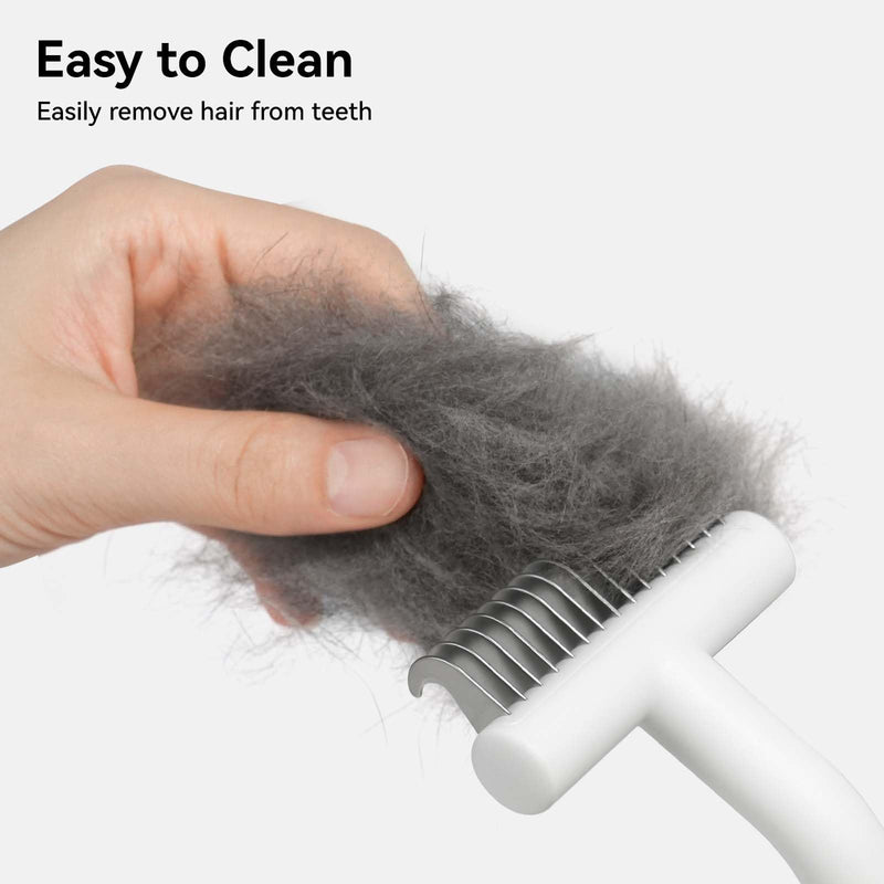 aumuca cat brush for long hair, undercoat brush for cats with curved handle, light detangling comb for cats, removes undercoat and tangles, fur brush for cats with medium to long hair - white white - PawsPlanet Australia