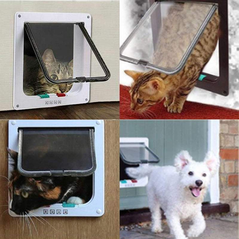 goTeamghjkl Cat Door Flap (Outer Size 7.5" x 7.8"), 4 Way Locking Medium Cat Door for Interior Exterior Doors, Weatherproof Pet Door for Cats Doggie Kitty and Kittens with Circumference < 15.75" White - PawsPlanet Australia