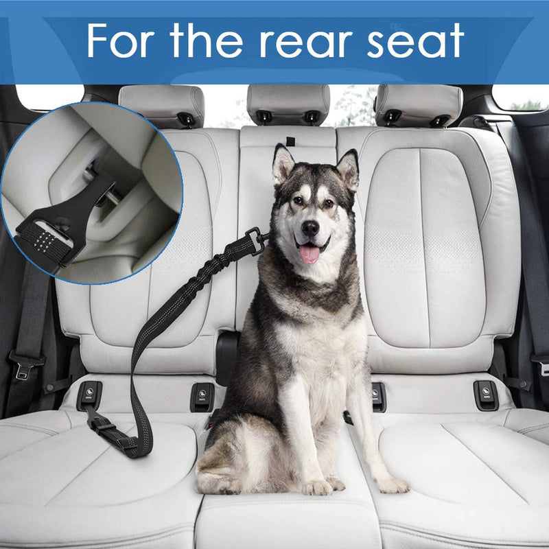 [Australia] - AutoWT Dog Seat Belt, 2 Packs Latch Bar Attachment Dog Car Seatbelt Metal Buckle Vehicle Seatbelt for Small Medium Large Dogs Elastic Safety Belt Tether for Dog Harness Adjustable Pet Safety Leads Black 