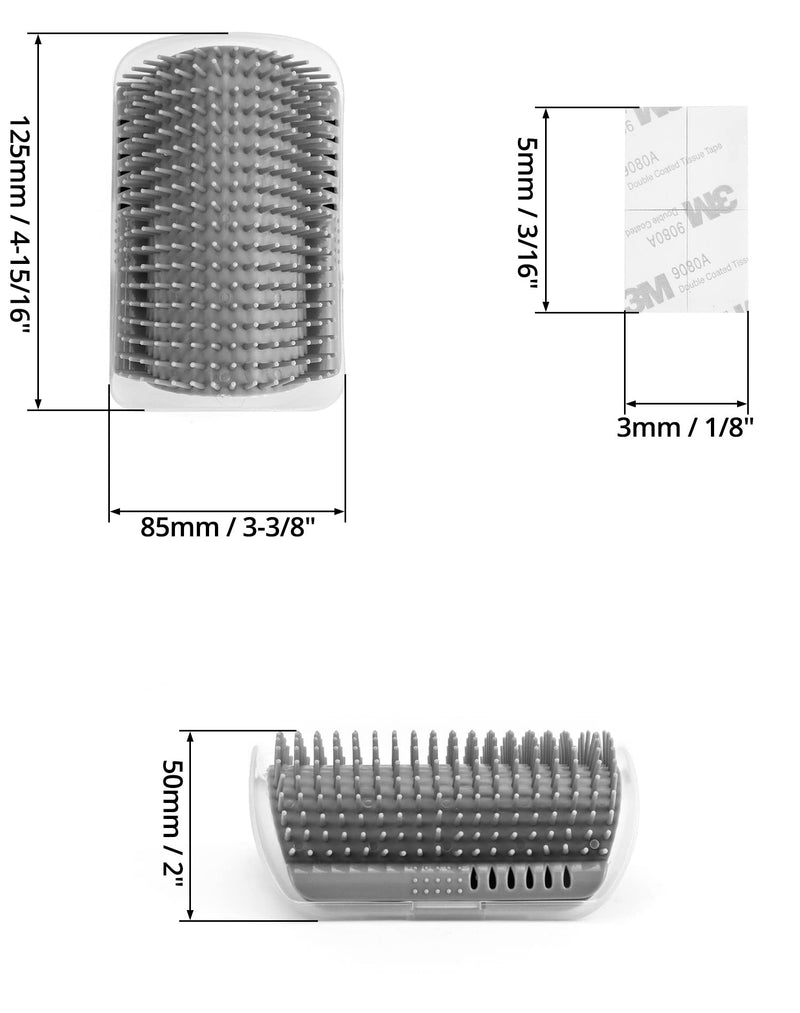 QWORK Pack of 4 Cat Brush Wall Corner Grooming Brush with Mounting Screws and Adhesives (Grey) - PawsPlanet Australia