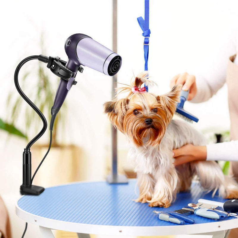 Ideashop Pet Hair Dryer Holder, 360 Degrees Rotatable Hands Free Pet Hair Dryer Stand Aluminium Magnesium Alloy Gooseneck Three-Jaw Bracket with Adjustable Clamp Mount for Dog Cat Grooming, Black - PawsPlanet Australia