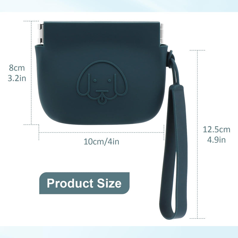 FIDWALL Silicone Dog Treat Bag Automatic Closure with Clickers for Dog Training Walking Dogs and Cats Pocket Size Easy Clean Travel Bag Dark Green - PawsPlanet Australia