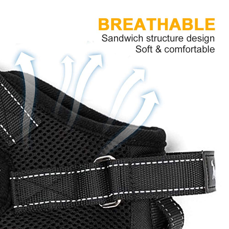 Trongle Dog Vest Non pulling Harness with Handle Easy Control Comfortable Breathable Air Mesh Adjustable Chest Strap for Medium Size Dogs with Nylon Leash M Black - PawsPlanet Australia