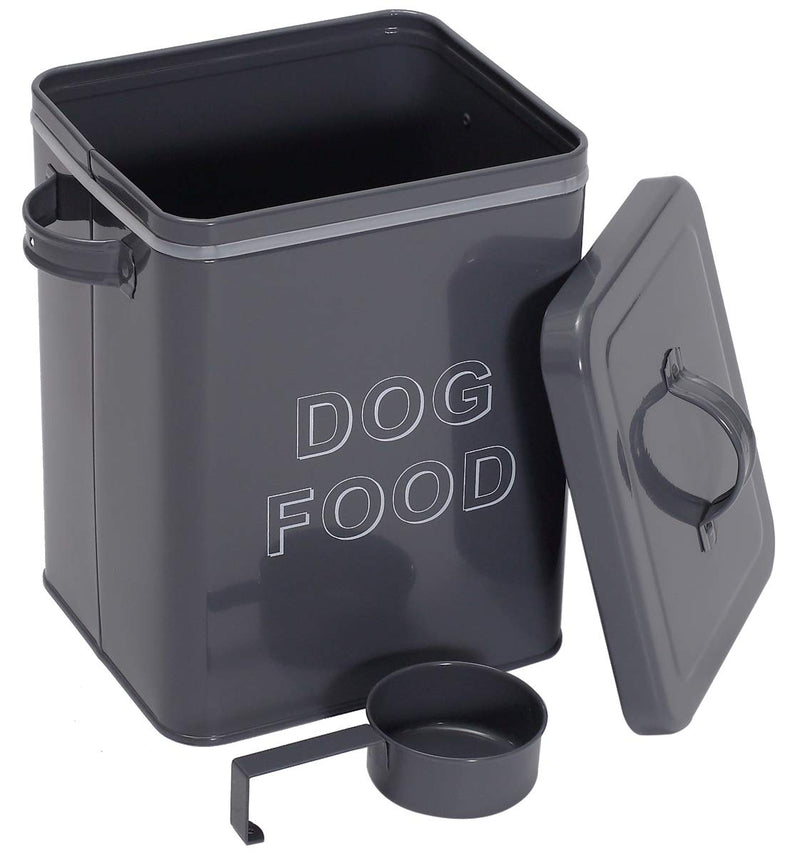 Pethiy airtight Dog Treat Container bin and Dog Food Storage Tin with Lid with Handle | 4-5 lbs Capacity | Serving Scoop Included Gray - PawsPlanet Australia