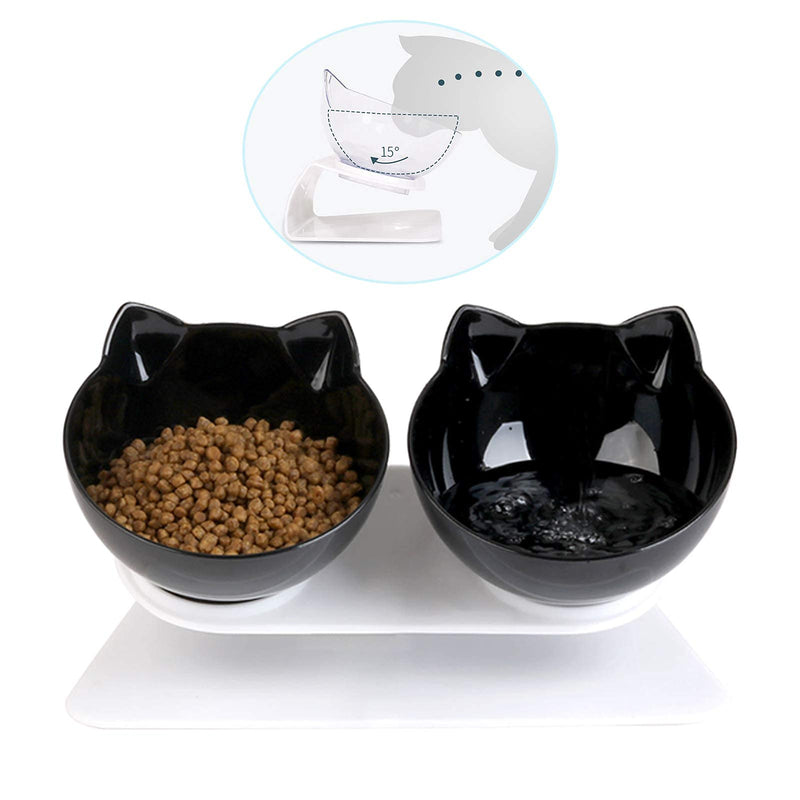 Joyibay Cat Bowl-Double Bowl Cat Feeder Adjustable Tilt Cat Bowl Non-Slip Bowl Detachable Pet Feeding Bowl - PawsPlanet Australia