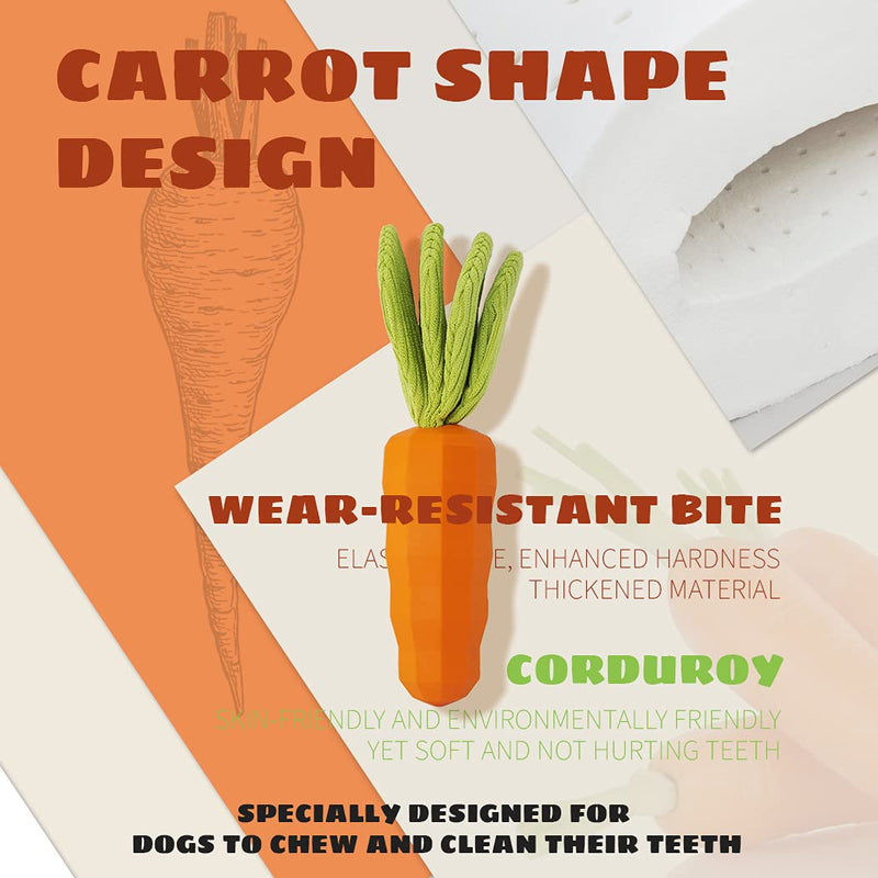 Cooway Dog Chew Toy, Carrot Dog Squeaky Toys for Aggressive Chewers, Natural Rubber Milk-Flavored Dog Teeth-Cleaning Toy for Puppy Medium Large Dogs - PawsPlanet Australia