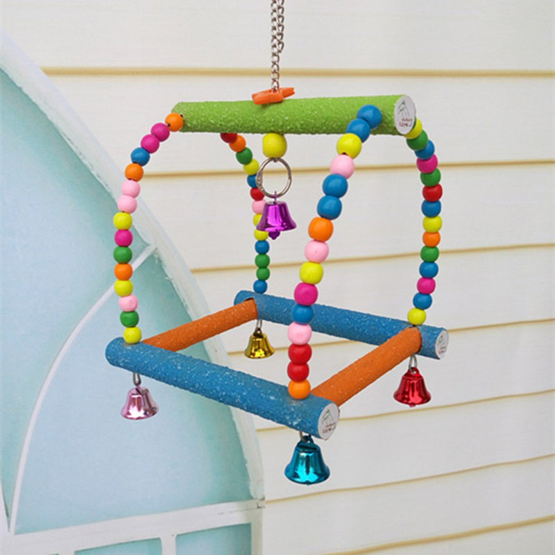 [Australia] - Keersi Small Medium Bird Swing Toy for for Pet Parrot Parakeet Cockatiel Conure Cockatoo African Grey Macaw Eclectus Amazon Lovebird Finch Canary Budgie Cage Wood Perch Stand 