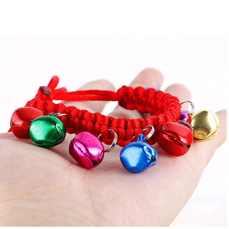 [Australia] - Bepets Hand-Knitted Cat Collar with Bell Pink & Red-Adjustable Kitten Collar with Bell 8 Color Bells(2 Packs)-Pet Collars for Cats & Small Dogs with 5 Pink Bells, Free Replacement Small Red 