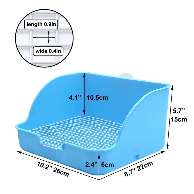 Pet Small Rat Toilet, Square Potty Trainer Corner Litter Bedding Box Pet Pan for Small Animal/Rabbit/Guinea Pig/galesaur/Ferret Blue Steel net - PawsPlanet Australia