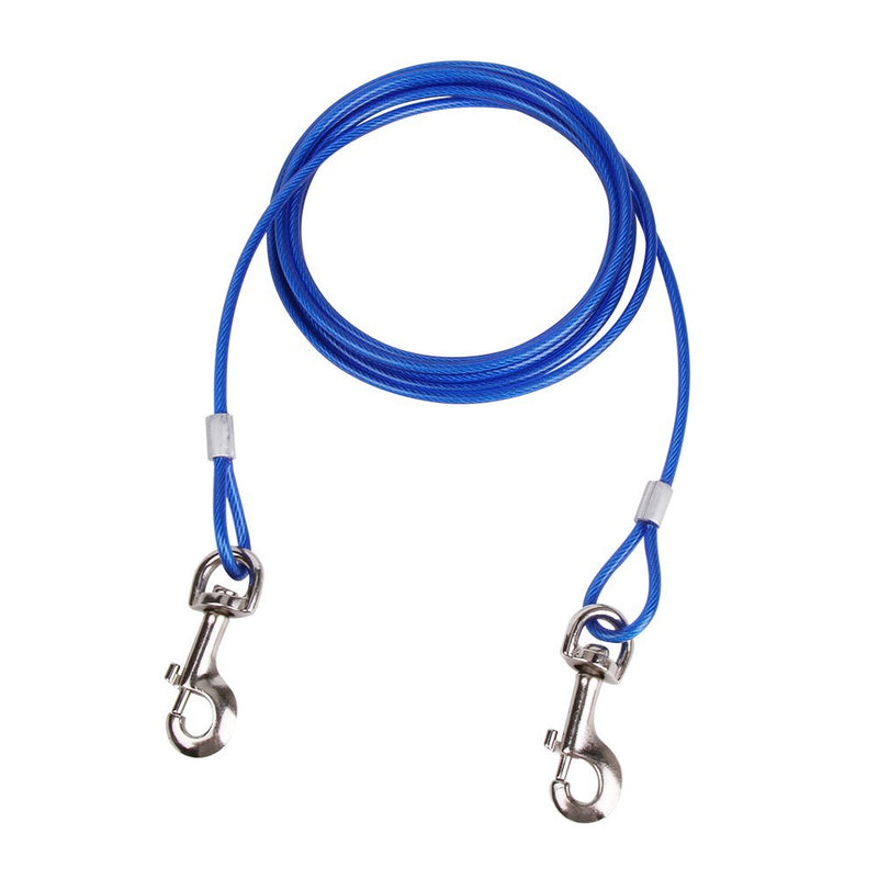 [Australia] - 10ft (3m) Dog Tie Out Cable with 18 Inch Spiral Ground Stake Spike Out for Outdoor Yard and Camping Small to Medium Dogs 20ft cable, 18" stake Blue 