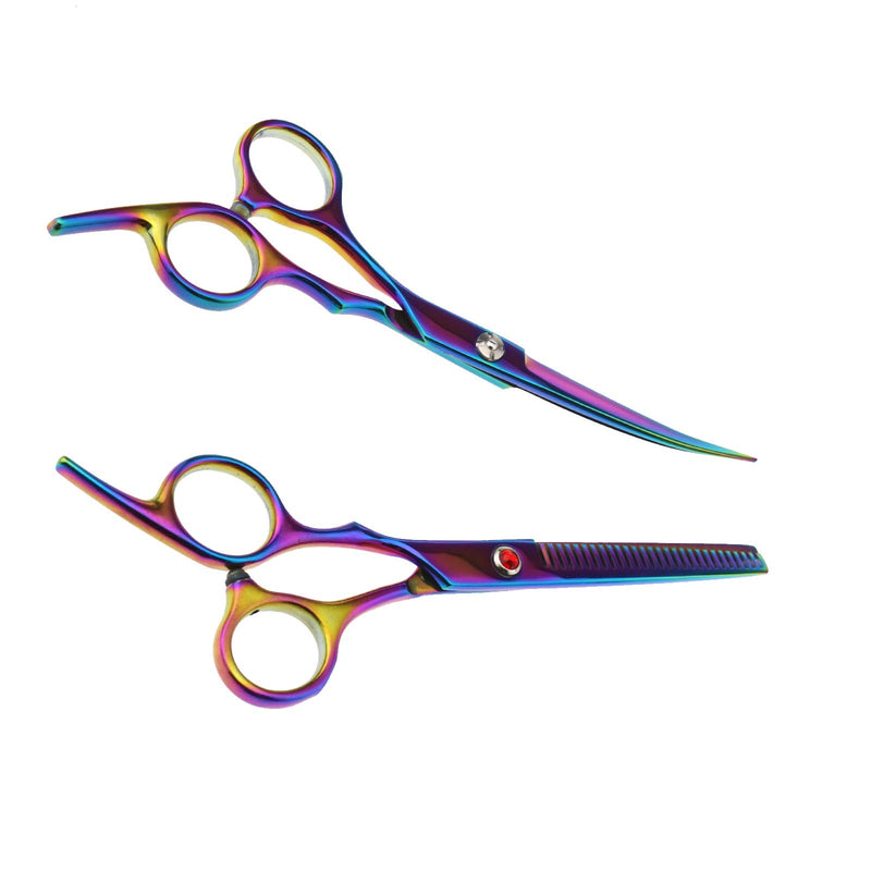 Create idea Pet Grooming Hair Scissors Set, 5Pcs 7" Dog Cat Hair Cutting Thinning Scissors Colorized Tools Kits with Straight Curved Shears Comb - PawsPlanet Australia