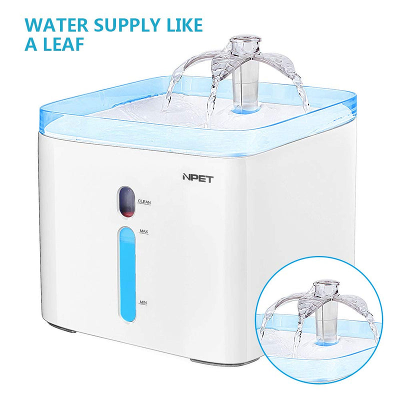 NPET Cat Dog Water Fountain, Pet Drinking Fountain for Cats Dogs, Automatic Fountain Dispenser, Healthy Hygienic Faucet Waterfall Bowl, Quiet Pump Pet Fountain with LED Light Night-Vision, 2.5 L 2.5 L Fountain - PawsPlanet Australia