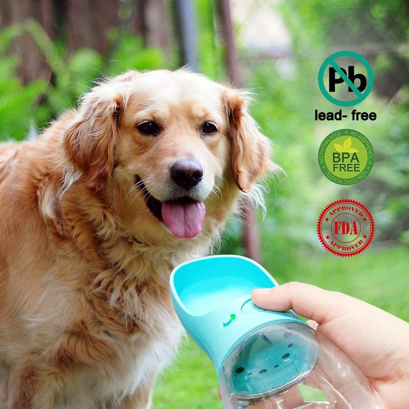 Flybiz Portable Dog Water Bottle, Fashion Dog Travel Water Bottle Antibacterial Food Grade, Leak Proof Pet Water Bottle Dispenser for Dog, Cat, Pet Outdoor Walking, Travelling, Drinking 550 ml (Pack of 1) Blue - PawsPlanet Australia