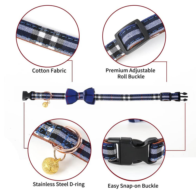 Yizepet Dog Collar with Bow Tie- Adjustable pet Collar for Dogs with Plastic Buckle Collar, Stylish Pattern for Small Medium or Large Boy and Girl Dog and Cat S Blue - PawsPlanet Australia