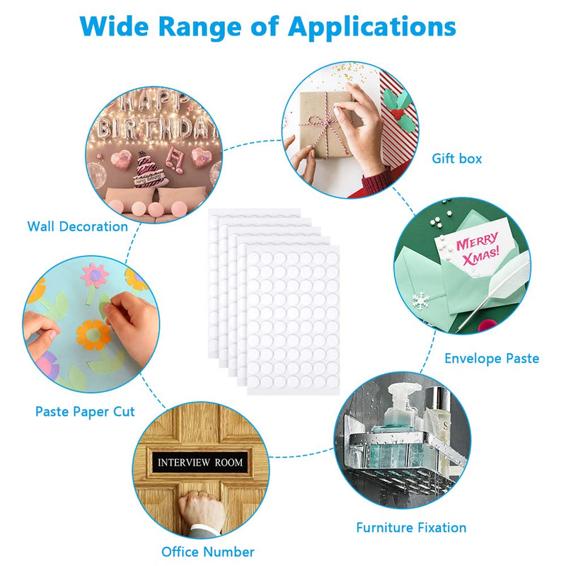 OFFCUP Adhesive Dots, 350 Pieces Double-Sided Adhesive Dots Transparent, 1mm Clear Sticky Stapling, Chlaufe Dots Self-Adhesive Adhesive Tape Pads for Walls, Floors, Plastic, Metals 300 Pieces, 1cm - PawsPlanet Australia